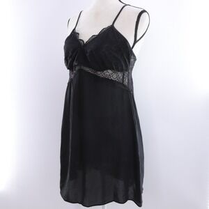 INC‎ Black Lace Trim Chemise Nightgown Strappy Open Back Lingerie Slip Dress Lg
